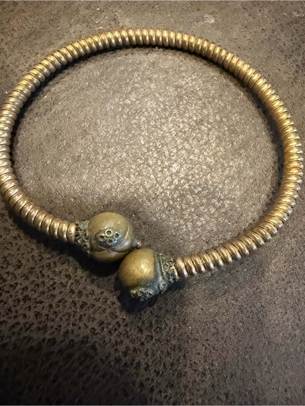 Antique Victorian Etruscan Revival Ball Ends Cable Bypass Bracelet